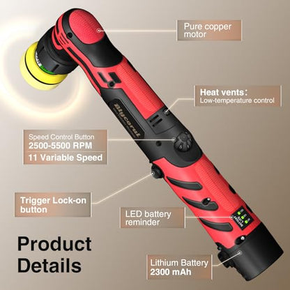 Cordless Mini Polisher, DA&RO Mini Car Buffer Polisher