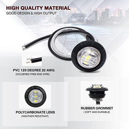 (Pack of 20) TMH 3/4 Inch Mount White LED Clearance Bullet Marker lights, Side LED marker lights for trailer Truck RV Car Bus Van - color: White