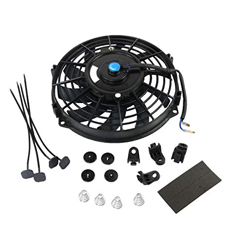 JDMSPEED New Universal Slim Fan Push/Pull Electric Radiator Cooling Engine Kit 12V 80W 9 Inch - color: Black, size: 9 Inch