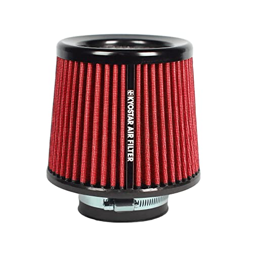 Universal 3" 76mm High-Flow Air Filter, Reusable Cone Cold Air Intake, High Performance, Washable, Clamp-On Car High Flow Dry Air Kit, Flange Diameter: 3 Inch, Filter Height: 6.4 Inch, Green - color: 76mm 3" red