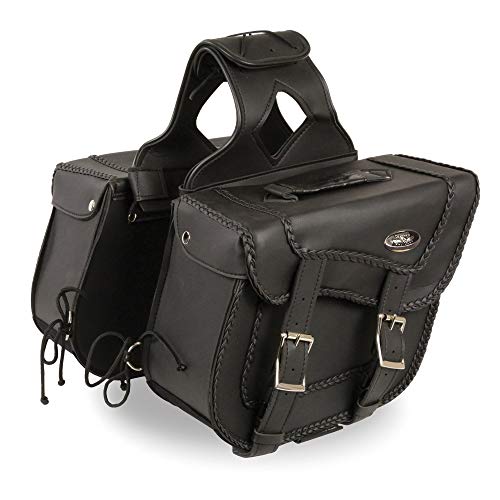 Milwaukee Leather Black Universal Fit PVC Braided Zip-Off Throw-Over Motorcycle Saddlebags - Large/Medium - MD - color: SH663ZB-BLACK, size: Medium