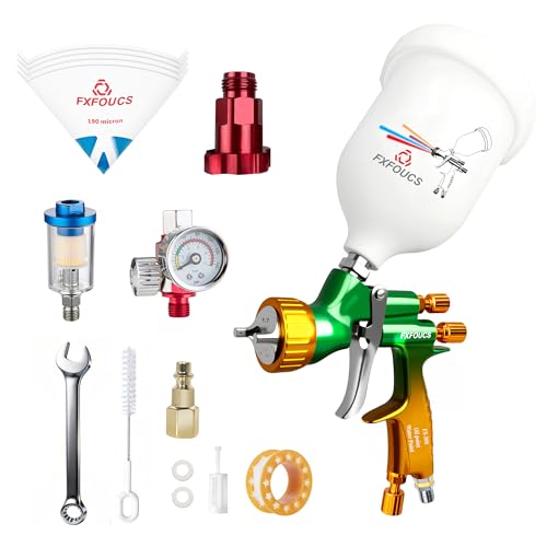 HVLP Air Spray Gun Kit 1.7mm, Professional Automotive Paint Sprayer - color: Green-golden, size: 1.7mm