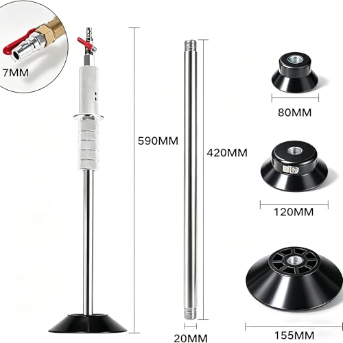 Pneumatic Dent Puller, Pneumatic Suction Cup Dent Puller with 3 Suction Cups (3.2", 4.7", 6.1”), Car Dent Puller Kit, Auto Body Dent Repair Kit, 23.2” Length