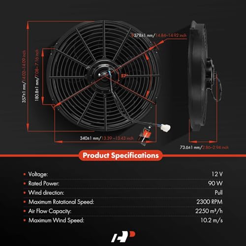 A-Premium 14'' 14 inch Slim Universal Electric Cooling Fan Assembly - style: 14 inch