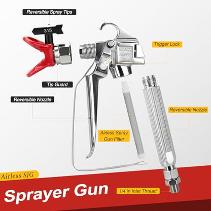 24Pcs 3600PSI Airless Spray Gun Kit, 50Ft Hose, 6 Tips - style: 24Pcs Airless Paint Sprayer Gun Kit