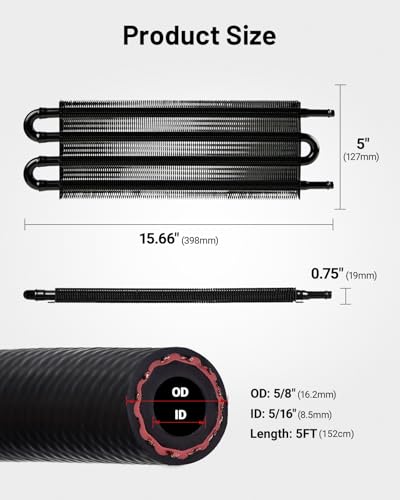 EVIL ENERGY 5/16 in Transmission Oil Cooler Kit, 4 Pass, Black - color: Black, size: 4 Pass
