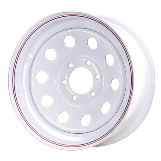 Premium Service 16x6 6 on 5.5 Modular Steel Trailer Wheel - White with Pin Stripes - 3640lbs Max Load