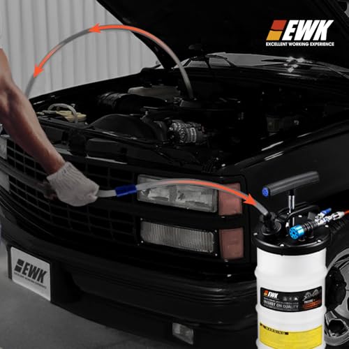 EWK 6.5L Pneumatic/Manual Fluid Extractor Pump & Flexible Reusable Funnel - size: 6.5L + Flexible Oil Funnel