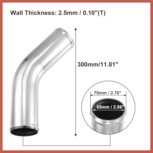 ACROPIX OD 2.75" Length 12" Aluminum Alloy Tube Intercooler Pipe