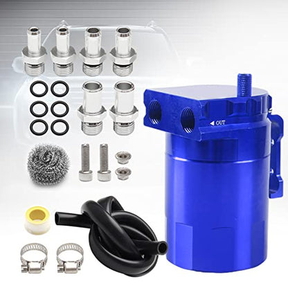 Thick Shell Baffled Oil Catch Can Coolant Fuel Catch Can Reservoir Kit - Blue - color: Blue