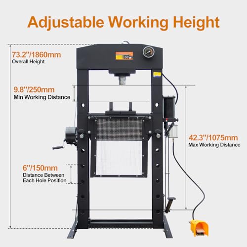 50 Ton H-Frame Hydraulic Shop Press with Floor Press Plates - color: 50T