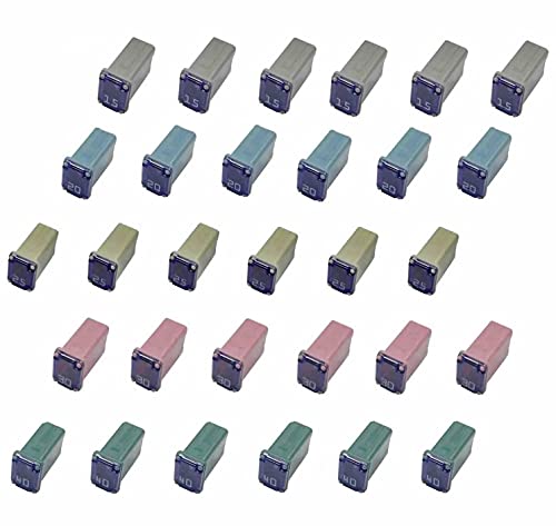 30 pc Automotive MCASE Mini Box Shaped Cartridge Fuse Kit for Cars, Trucks, and SUVs - style: 30 Pack