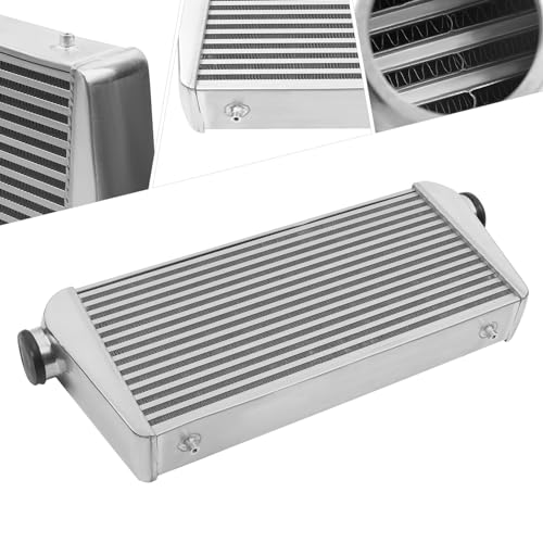 Universal Intercooler Aluminum Intercooler Front Mount 3" Inlet & Outlet Direct Replacement for Any Turbo Charger System Silver (31x12x4" 3") - size: 31x12x4" 3"