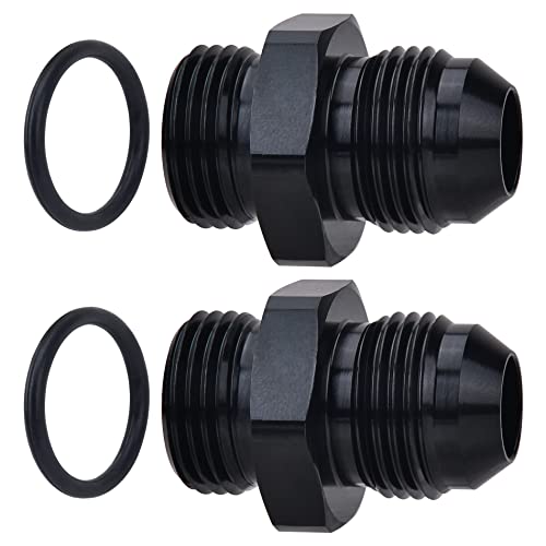 EVIL ENERGY 6AN Flare to 6AN ORB Male 2PCS Fuel Rail Adapter Fitting Black - size: 6AN ORB to 6AN