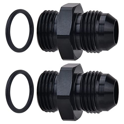 EVIL ENERGY 8AN Flare to 8AN ORB Male 2PCS Fuel Rail Adapter Fitting Black - size: 8AN ORB to 8AN