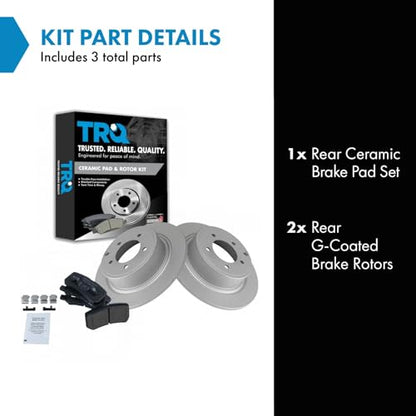TRQ Rear Ceramic Brake Pads & G-Coated Rotor Kit - style: BKA14728
