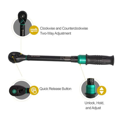 1/4-Inch Drive Click Torque Wrench, 20–200 in-lb (2.26–22.6 Nm), ±3% Accuracy, 90-Tooth Ratchet, Dual-Direction, Chrome Vanadium Steel, Includes Storage Case - size: 1/4 20-200