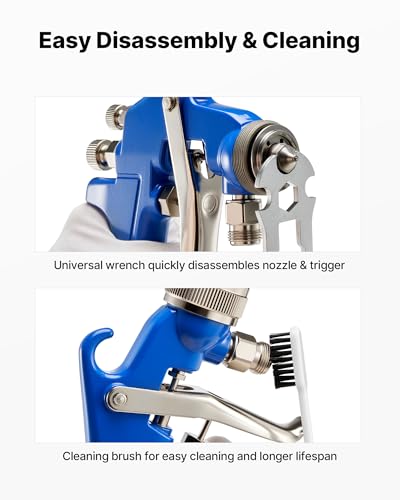 VEVOR Siphon Feed Spray Gun, High Atomization Air Paint Spray Gun, 1000cc Automotive Paint Sprayer with 1.8 mm Nozzle, Adjustable Flow Rate & Air Volume for Car, Furniture, Wall, House Painting - size: Siphon -1.8 mm