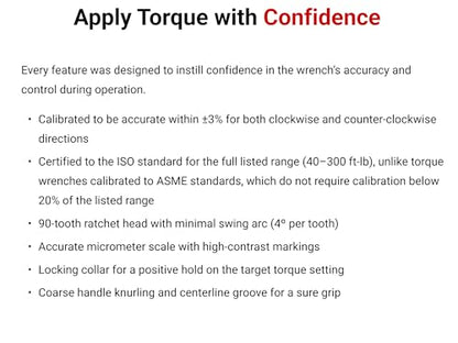 TEKTON 1/2 Inch Drive Micrometer Torque Wrench | TRQ52403 - size: 1/2 in.