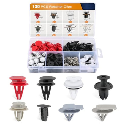 GOOACC 130PCS Body Interior and Exterior Retainer Fastener Clip Rocker Moulding Clip W/Sealer for Mini Cooper 51-71-7-127-742 07-13-1-480-419 BMW Lawson Clip Lizard - color: 130 Clips