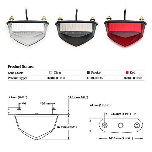 Universal 10 LED Rear Tail Light Brake Stop Running Light for Standard Sport ATV Quad Dirt Bike (Smoke) - color: Smoke