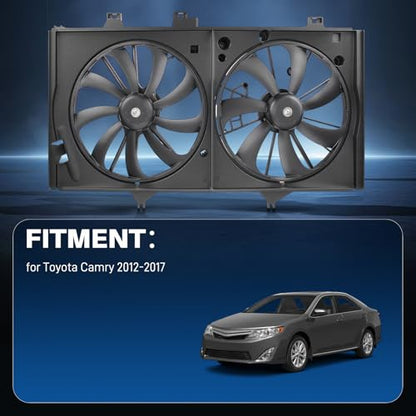 AUTOKAY Dual Condenser Cooling Radiator Fan for Toyota Camry 2.5L L4 12-17