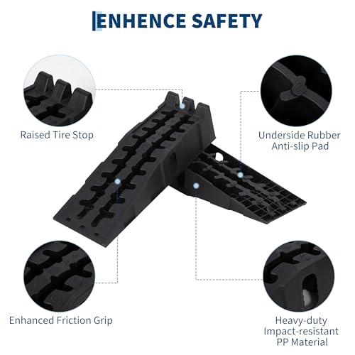 Heavy Duty Low Profile Vehicle Service Ramp – 12,000 LB Capacity Car Ramp for Oil Change & Maintenance, 6.7" Lift, Non-Slip Surface, Portable, 2-Pack – Ideal for Trucks, SUVs, Cars
