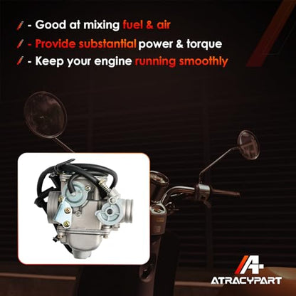 PD24J Carburetor, Fit For 125cc 150cc ATV Moped Scooter Engine 4Stroke GY6 - size: Carburetor Only