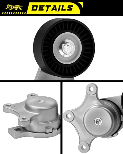 Oktiger 38485 Belt Tensioner Assembly with Pulley Fit for Ford Explorer 2011-2019, Edge 2007-2018 3.5L/2011-2014 3.7L, Flex 2009-2019 3.5L, Fusion 2010-2012 3.5L, Taurus 2008-2019 3.5L, OE#BT4E6B209CC - size: 38485