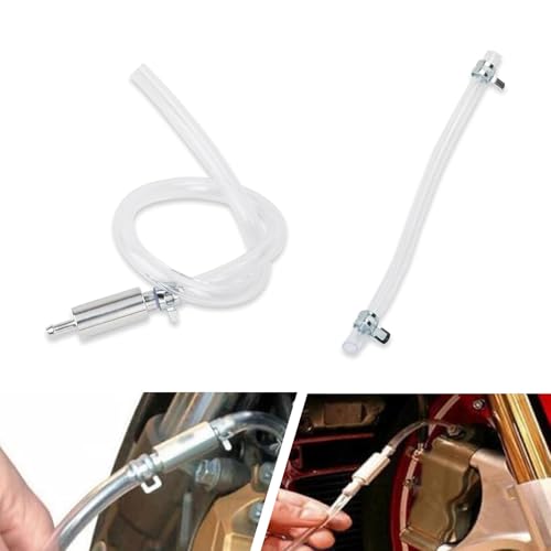 MLY 2 PCS Brake Bleeder Hose Kit, Aluminum Motorcycle Bleeder with Check Valve, Leak & Corrosion Resistant, Universal Fit for Hydraulic Brake & Clutch Systems (Silver)