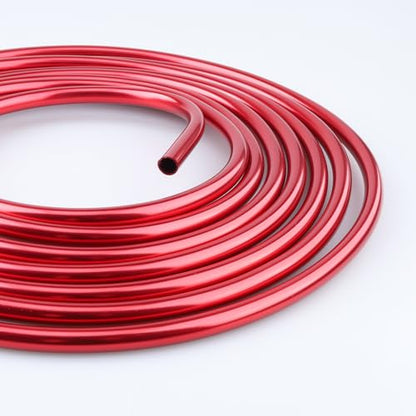 AC PERFORMANCE 3/8" Aluminum Fuel Line Hard Tube, 16 Feet Coil, Red - color: Red, size: 3/8" OD - 16FT