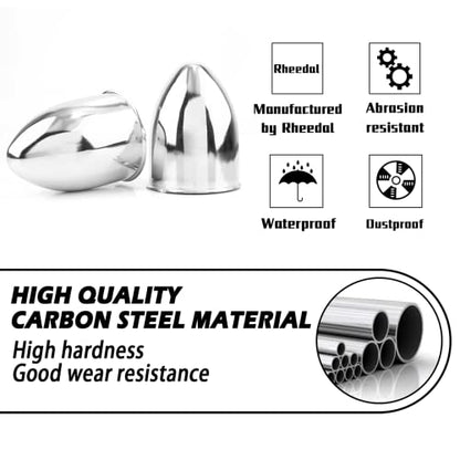 2Pcs 3.27" OD 4.53" H Pointed Top Trailer Wheel Center Caps for Rim - color: Chrome, size: 3.27" OD 4.53" H