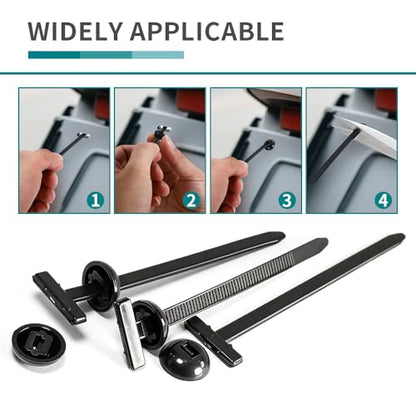 Nylon Universal Cable Tie Buckle, Zipper Clips for Cars, T Style Zip Ties Button Fixion Tools, Automotive Plastic Rivet Push Pin, Auto Body Parts Trim, Bumper Retainer Fender Liner (Black 150PCS) - color: Black 150pcs