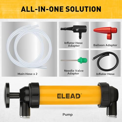 Gas Siphon Pump for Gasoline, Multi-Use Fluid Transfer Pump, Oil Liquid Siphon Pumps, Fuel Siphon Tool, Multifunction Hand Inflation Pumps with Inflator Hose adapter, Needle Valve/Balloon adapter - color: New Version Yellow