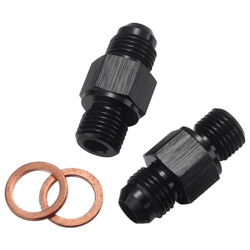 8AN Male Flare to 1/4 NPSM Transmission Cooler Adapter Fitting Aluminum Black Fits TH350 TH400 4L60E 700R4 200-4R TR6060 AOD 4R100 4R70W C5, Pack of 2 - size: 8AN to 1/4 NPSM