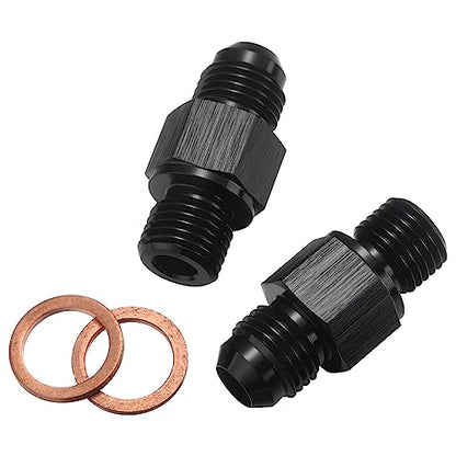 8AN Male Flare to 1/4 NPSM Transmission Cooler Adapter Fitting Aluminum Black Fits TH350 TH400 4L60E 700R4 200-4R TR6060 AOD 4R100 4R70W C5, Pack of 2 - size: 8AN to 1/4 NPSM