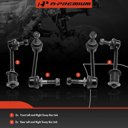 A-Premium Set of 4, Front & Rear Sway Bar Link Stabilizer Bar Link Kit