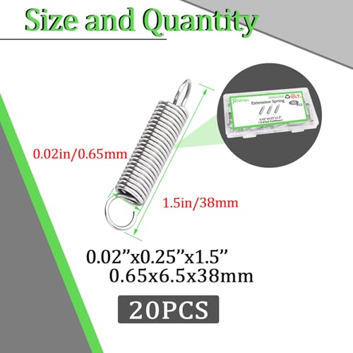 20PCS Extension Spring 1/4 Inch x 1-1/2 Inch Zinc Plated Extension Springs - size: 20PCS（1 size)