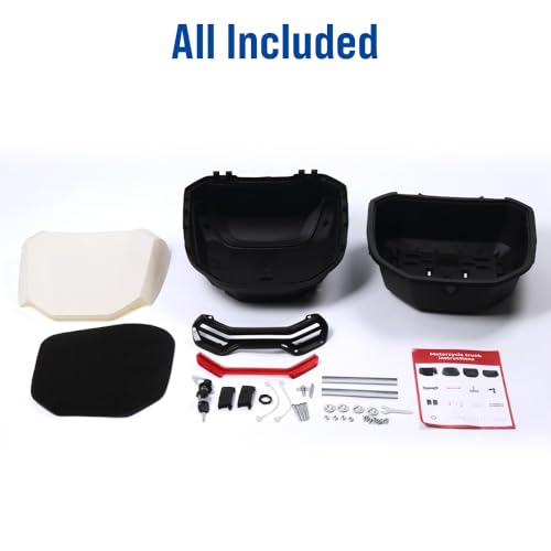 Japard Motorcycle Top Case 42L Daily Rear Tail Box Trunk, Lockable Storage Carrier, Waterproof Universal Mounting for Helmet Luggage (Off White) - color: Off White