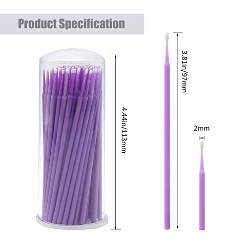 Touch Up Paint Brushes for Automotive Paint Chip Repair Disposable Micro Applicators (S:1.5mm, Purple)-100 Pieces - style: 1.5MM,Purple