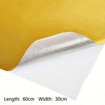 BBTO Heat Reflective Sheet Adhesive Backed Aluminized Fiberglass Heat Shield Tape Protection Barrier Heat Shield Resistant Material for Hose and Auto Use Heat Insulation Sheet(Gold, 12 x 24 Inch) - color: Gold, size: 12 x 24 Inch