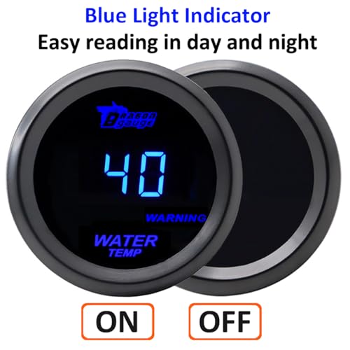 Car Water Temperature Gauge 12V Auto Water Temp Gauge Meter Celsius - color: Blue Light Water Temp Celsius