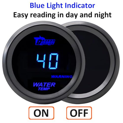 Car Water Temperature Gauge 12V Auto Water Temp Gauge Meter Celsius - color: Blue Light Water Temp Celsius