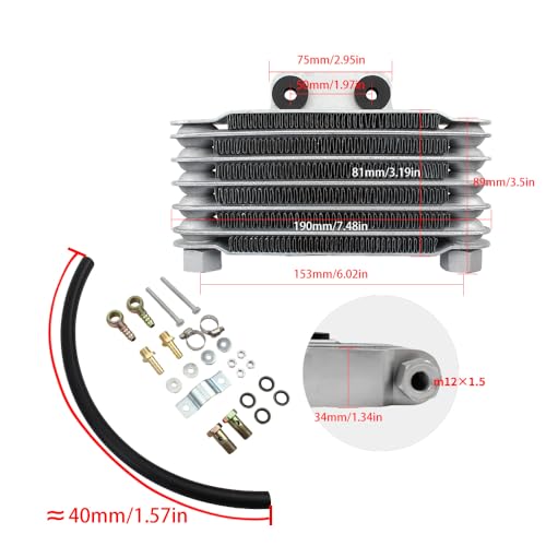 6 Layer Radiator Oil Cooling,Motorcycle Engine Oil Cooler For 2T 4T 50CC 125CC 140CC Pit Dirt Bike ATV Motorbike Enduro - M12 Kit - color: M12 Kit