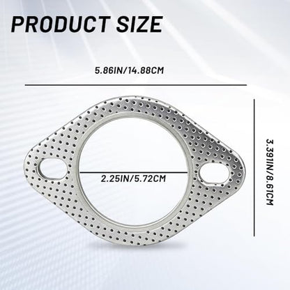 2PCS Car Exhaust Gasket, Exhaust Flange Gasket, Ultra Seal 2-Bolt 2.25-Inch Reinforced High Temperature Exhaust Manifold Gasket, Catalytic Converter Gasket for Most Cars Trucks (2.25 Inch) - color: 2.25 Inch
