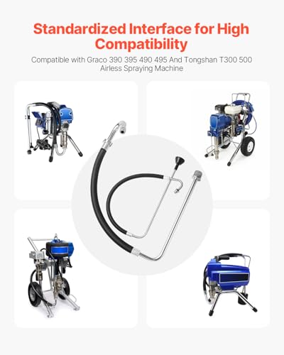 VEVOR Suction Hose Tube and Reflux Line Sets, Aluminum Alloy an Rubber Suction Hose and Reflux Line Set, Paint Sprayers Tool Part, Compatible with Multiple Airless Spraying/Line Painting Machine - size: 2 Pack