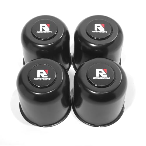 RTrhinotuning 4.25 in Stainless Steel Trailer Wheel Center Caps 4.29 in Tall for Truck SUV RV Rim Center Caps Black Push Through Hub Cover 4 Pieces - color: Black, size: 4.25" Center Hole, 4.29" Height