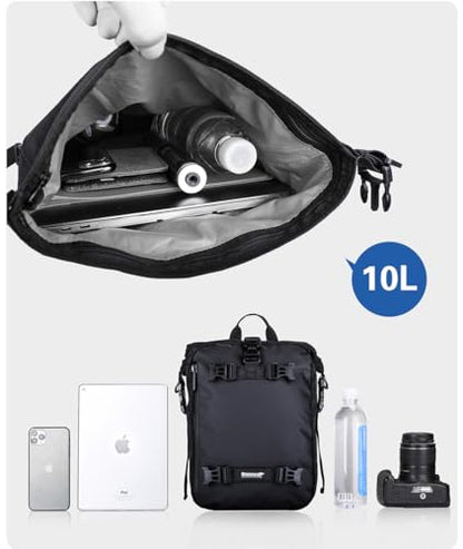 Rhinowalk Motor Saddle Bag Motorcycle Pannier Bag Waterproof Multifunctional Rear Rack Trunk Seat Bag (Black, 10L) - size: 10L