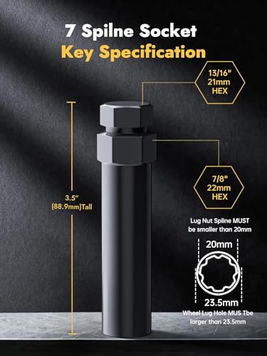 MIKKUPPA Small 6 & 7 Spline Lug Nut Socket, 2 Piece Wheel Lock Key Set - size: 6+7 Spline - 2PCS