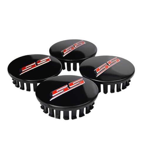 (Set of 4) 68mm=2.67 inches SS Wheel Center Cap Covers Hub Cap Emblem Badge Trim for Generation Chevrolet Camaro 19351758 2016-2025 - color: Red SS on gloss black cap